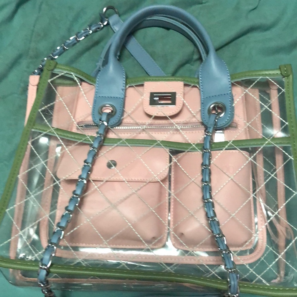 Clear tote comes with a smaller bag